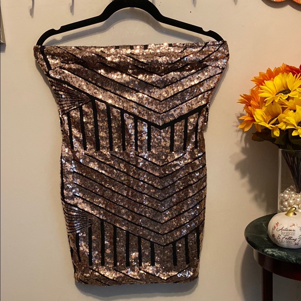 Sequin Strapless Dress